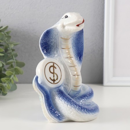 Souvenir Ceramics "Cobra with coins" Blue with gold set 2 pcs 9x12.2x15.5 cm-3
