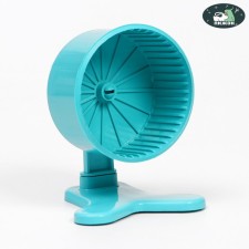 Wheel for rodents half -closed plastic, with a stand, 9 cm, turquoise