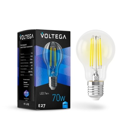 VOLTEGA 7141, 7W, 6x6x10.5 cm lamp, E27, 720LM, 4000K, transparent color