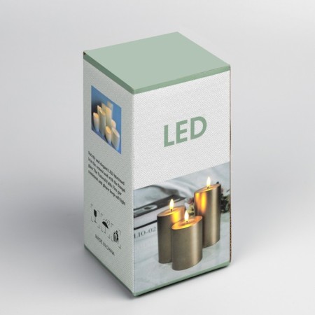 Silver LED candle, 7 × 15 × 7 cm, plastic, AAX2 batteries (not complete), warm white glow-3