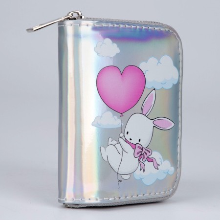 Wallet with a holographic effect, silver color-1