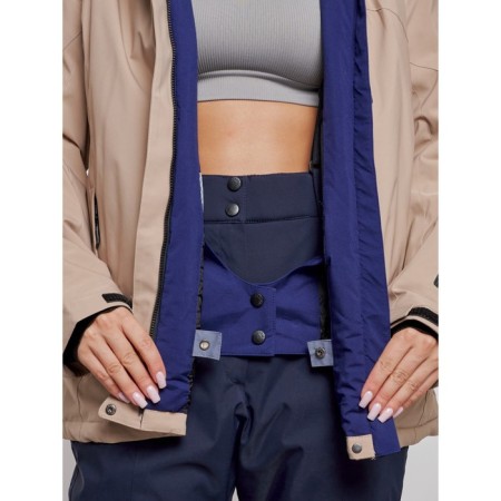 Ski jacket female winter, size 60, beige color-7