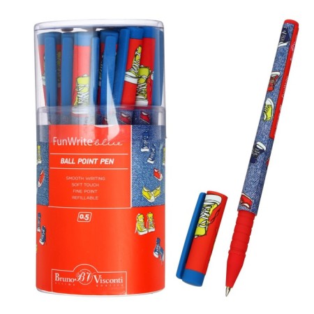 Ballpoint handle Funwrite "Multi -colored sneakers", node 0.5 mm, blue ink, matte case Silk Touch