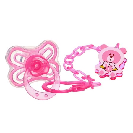 Nipple set - a dummy with a holder, SL, CL +6 months, with a cap “Butterfly”, pink-1