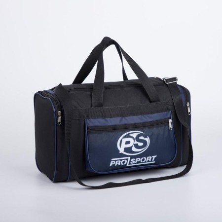 Sports bag with lightning, 3 outer pockets, black/blue color