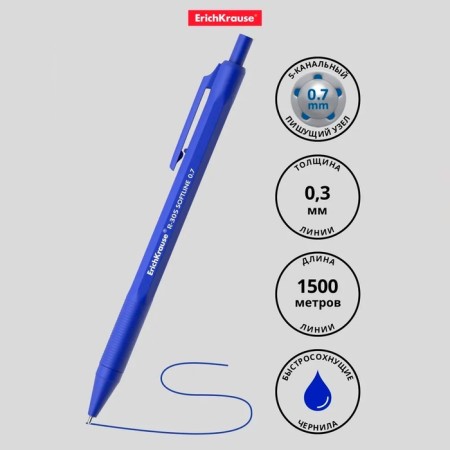 Automatic ballpoint handle R-305, node igla 0.7 mm, blue ink, letter line length 1000 meters-2