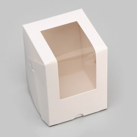 Packaging for one cupcake with a window, white, 12.5 x 9.5 x 9.5 cm-1