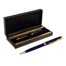 Handle Gift Ballic Calligrata, in the leatherette case PB S, rotary, blue case with gold