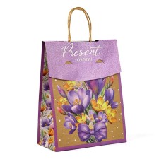 A package with a “gift” valve, flowers, craft, glitter, 19.5 × 10 × 25.2 cm