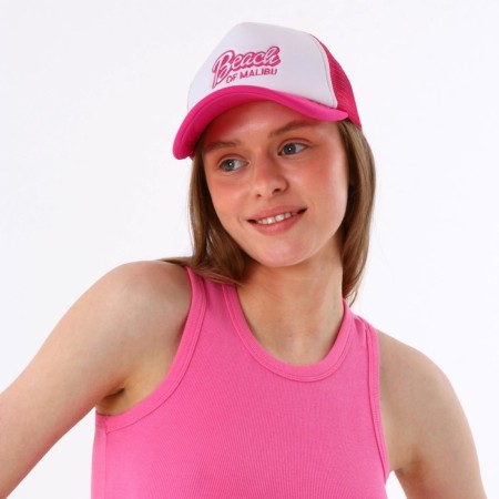 Women's cap with a grid Beach, pink color, rr 56-7