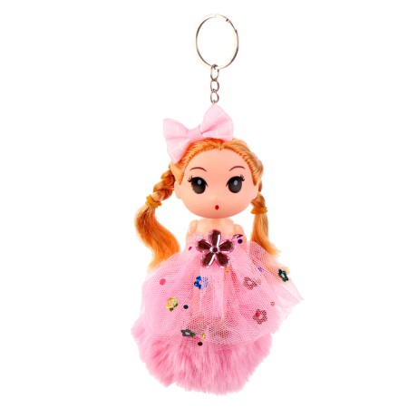 “Girl” doll on pink pompon, 14 cm-3