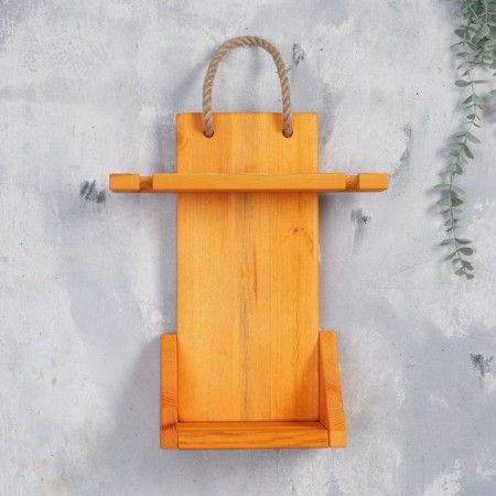 Wooden shelf for a bottle and glasses, 40x33x13 cm-3