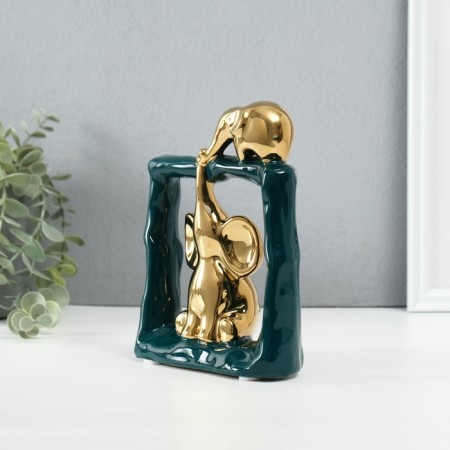 Souvenir Ceramics "Eliors - Support. Square" Dark green with gold 6x13.5x17.5 cm-2