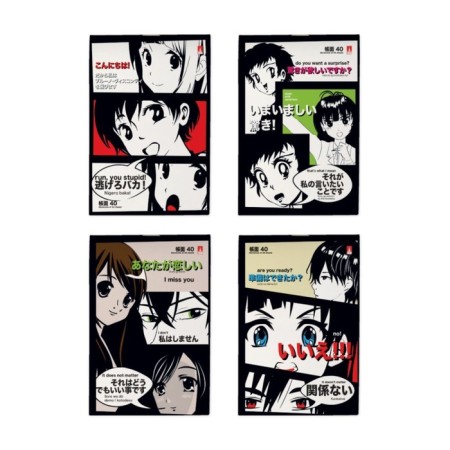 Notepad A6, 40 sheets in a cage on a paper clip, Manga Anime, Cardboard cover, block 55 g/m2, mix