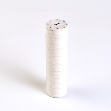 Set of chips with denomination No. 1, 50 pcs, plain, white-1
