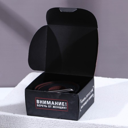 Male belt "Real man", leatherette, black color-4