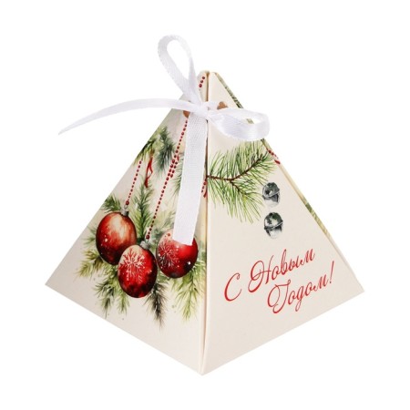 New Year. Bonbonniere, New Year's gift packaging "Berries and toys", 7 × 7 × 7.5 cm.-1