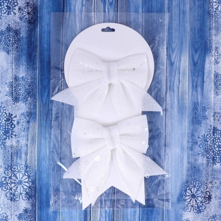 Christmas tree decoration "Balt with sequins" (set 2 pcs) 12x12 cm, white-1