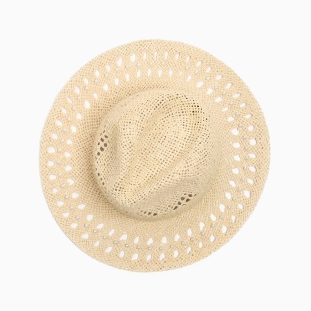 Women's hat with Minaku decor Milk color, rr 56-58-3