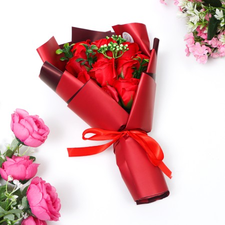Exclusive bouquet of red soap roses, 11 pcs-5