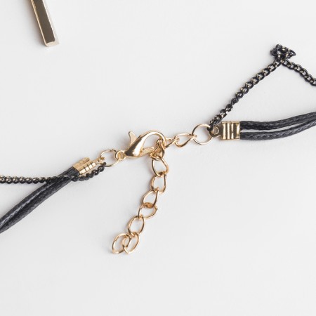Pendant on the lace "chain" exclusive, sunset, white color in gold, 42 cm-2