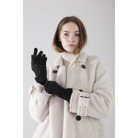 Female gloves, size 6.5, without insulation, black color-1