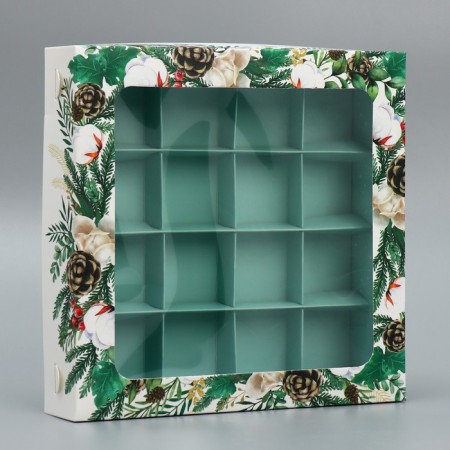Box under 16 sweets “Happy New Year”, Botany, 18.9 x 18.9 x 3.8 cm, New Year-4
