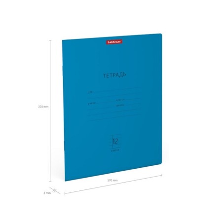 Notebook of 12 sheets in the Erichkrause Neon Classic cage, covered cardboard cover, white offset block 100%, blue-2