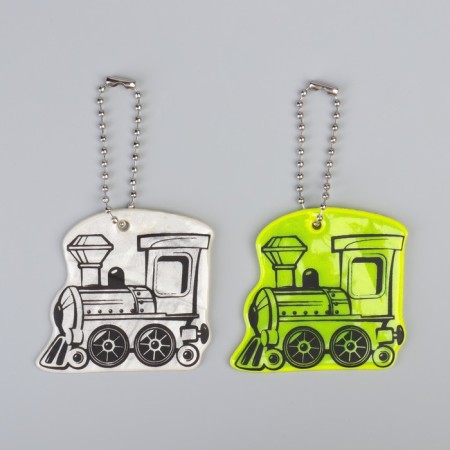 The reflective element "steam locomotive", bilateral, 4.9 × 5.5 cm, color mix-4