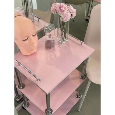 Cosmetological trolley, size 65 × 45 × 35 cm, pink color-3