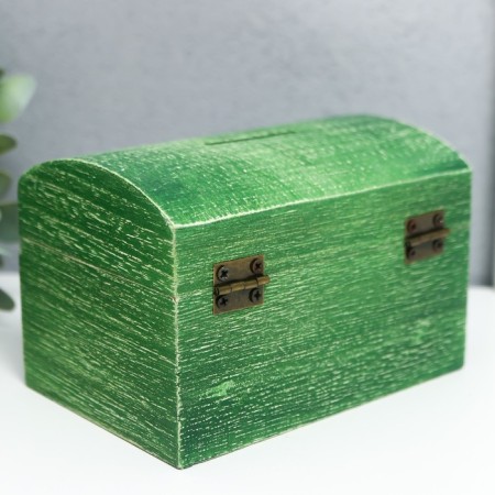 Casket wood "chest" green 8x8x12 cm-3