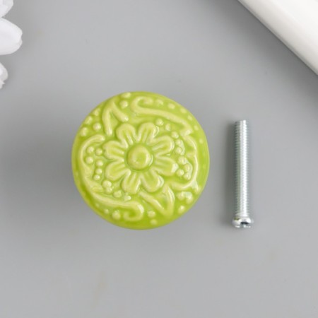 Handle for the casket ceramics, metal "flower" pistachio 3.4x3.4x3.4 cm-2