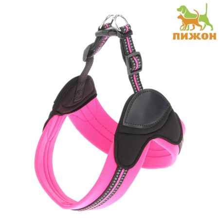 Super-furry harness with reflective firmware, girth 48-54 cm, pink