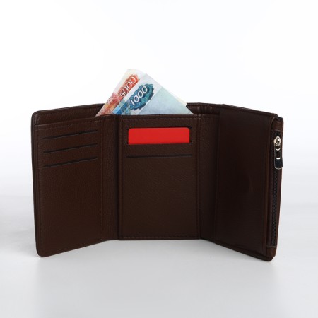 Women's wallet on a magnet, brown color-5