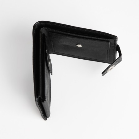 Male purse for magnet, department for bills, for maps, for coins, black color-3