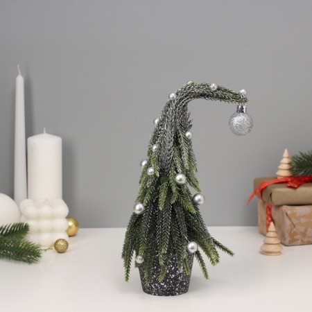 Christmas tree decor "with balls and sparkles, in a pot" 23x7.5 cm
