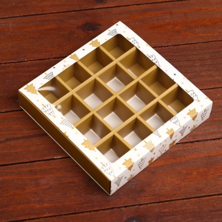 New Year. Box of 16 sweets, 17.7x17.7x3.8 cm, confectionery packaging-2