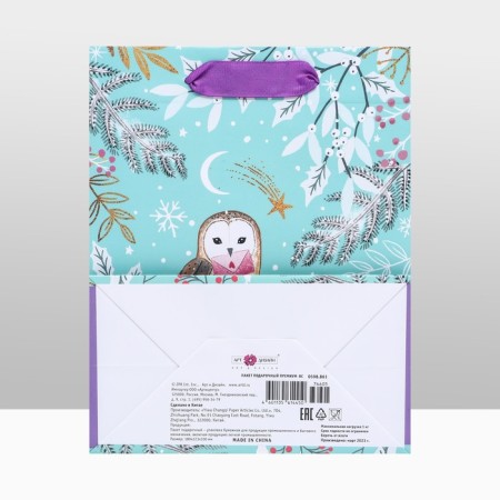 Gift Package "Winter Owl", luxury 18 x 22.3 x 10 cm-3