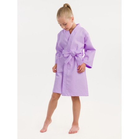 Waffle children's robe "kimono", size 36, lilac color-1