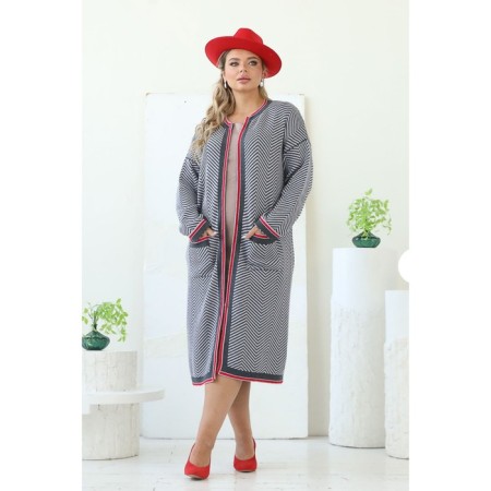 Cardigan female, size 58, gray color-5