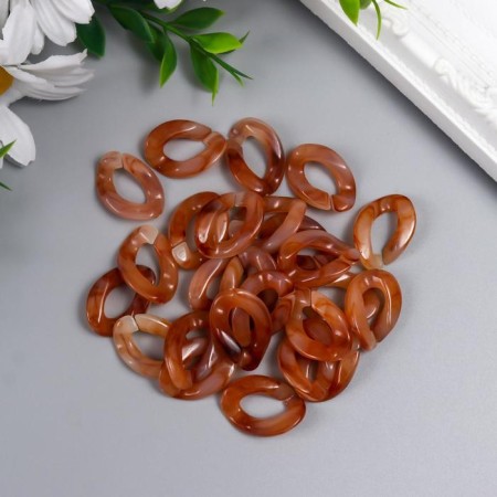 Decor for creativity plastic "Ring for the chain" marble Bezh set 25 pcs 2.3x1.65 cm-2