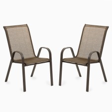 Set of garden furniture: 2 chairs, brown, 70 x 54 x 89 cm, load up to 120 kg, textile