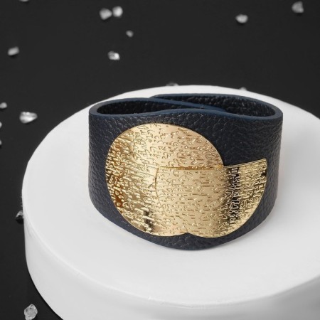 Bracelet skin casual, dark blue color in gold l = 22-5