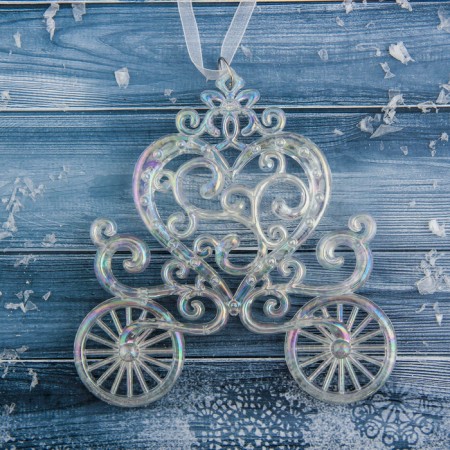 Decoration Christmas tree "carriage" overflow 11x11 cm, transparent overflow