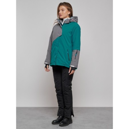 Ski jacket women's winter, size 52, dark green color-9