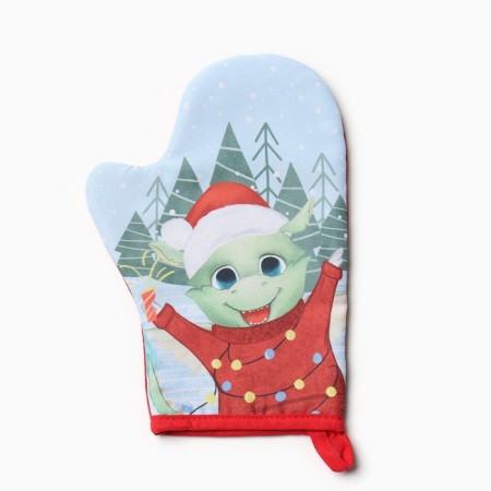 Set of kitchen. Dolyana "Happy Dragon": mittens 20x28 cm, severity 17x17 cm, 35% HL, 65% PE-1