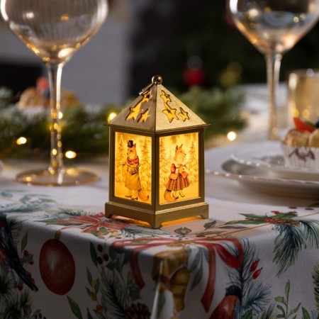 LED figure "Golden Light with foxes" 6.3 × 12 × 6.3 cm, plastic, batteries AG13x3, glow warm white