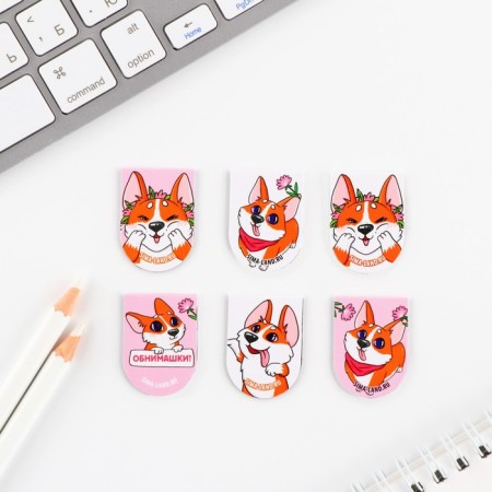 Magnetic bookmarks, 6 pcs "Corgi"-4