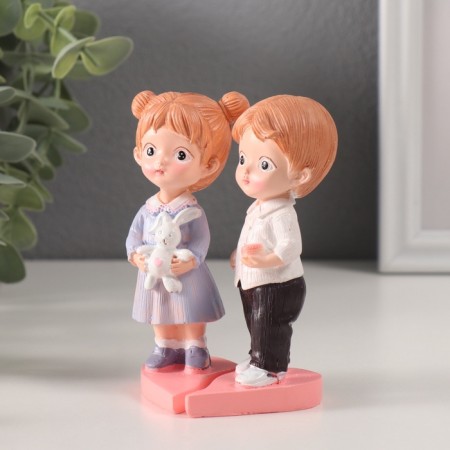 Souvenir Polystone "A couple with a bun and a casket" set 2 pcs 5.5x6.5x11 cm-3