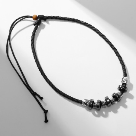 The pendant on the unisex cord is hematite, the length is regulated, 35 cm-1